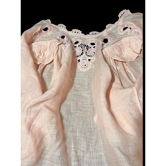 VTG 80's Capriccio by Digna Pink 100% Linen Blouse Skirt Set Victorian Lace Sz 6 - Picture 16 of 16